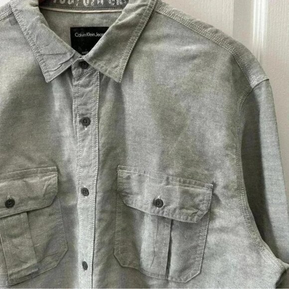 Calvin Klein Mens Shirt Long Sleeve Button Down Collared Grey Size Large NWOT - Picture 7 of 16